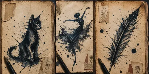Ink Splash Figure Junk Journal Pages generated by chatgpt-image