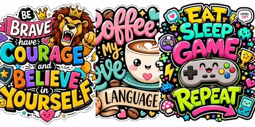 Cute Doodle Quote Stickers generated by chatgpt-image