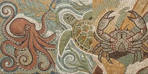 Ancient Mosaic Marine Life Collections generated by gemini-image