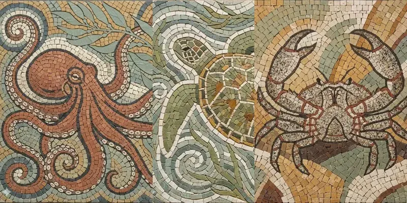 Ancient Mosaic Marine Life Collections generated by undefined