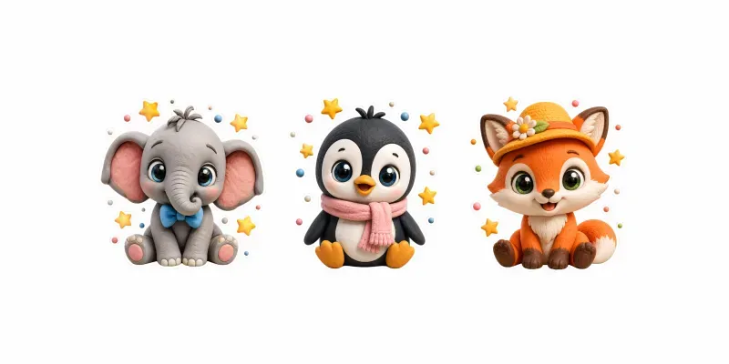 3D Clay Animal Character Sticker Pod Art generated by undefined