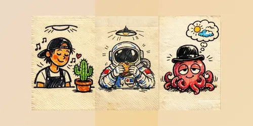 Felttip Character Napkin Doodles generated by chatgpt-image