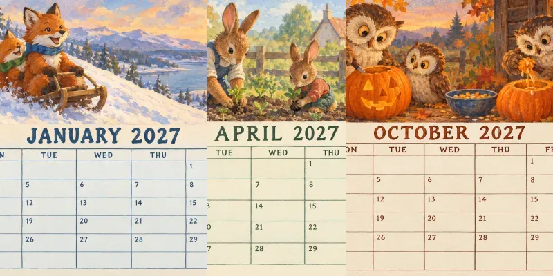 Storybook 2027 Calendar Printable Pages
