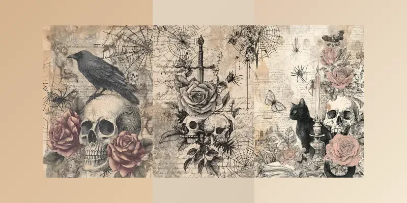 Gothic Rose Skull Illustrations generated by undefined