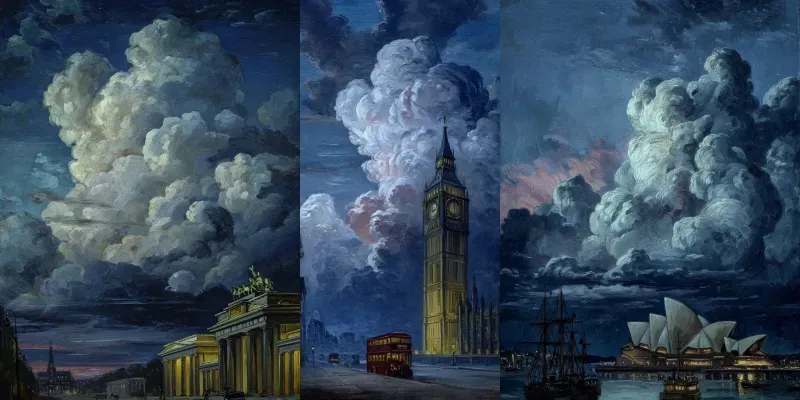 Dramatic Landmark Oil Paintings generated by undefined