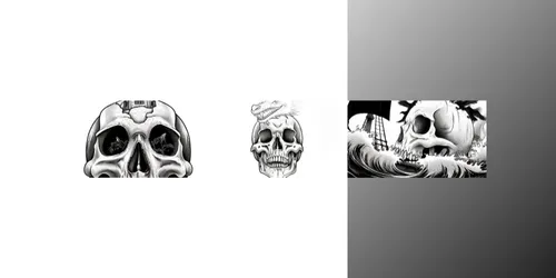 Dark Fantasy Bw Ink Skull Fusion Videos generated by grok-video