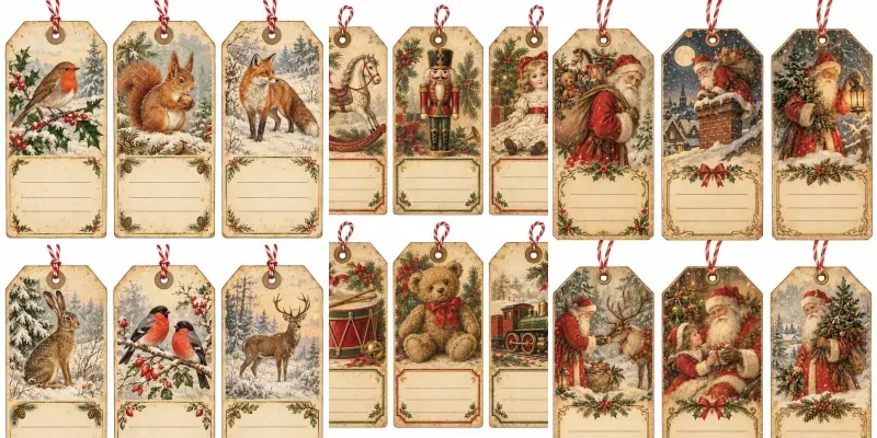Vintage Christmas Parcel Tags