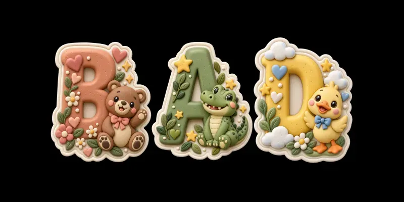 3D Clay Animal Alphabet Stickers generated by undefined