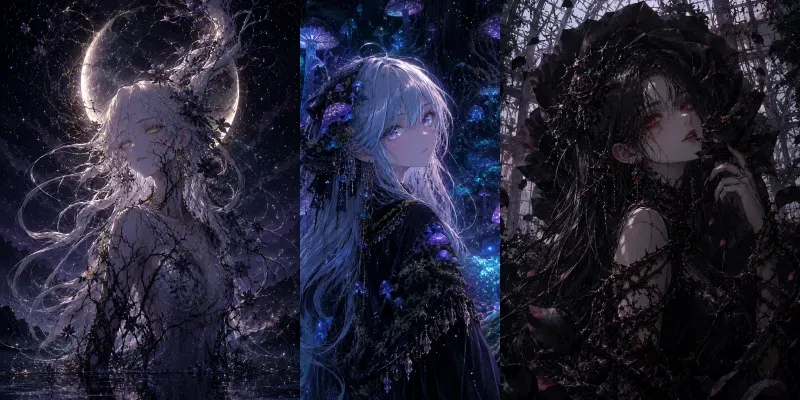 10 Dark Nature Anime Portrait Prompts generated by undefined