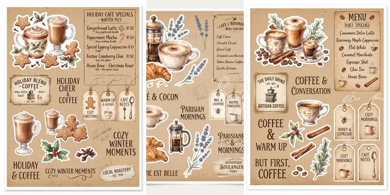 Cozy Coffee Watercolor Journal Pages generated by undefined