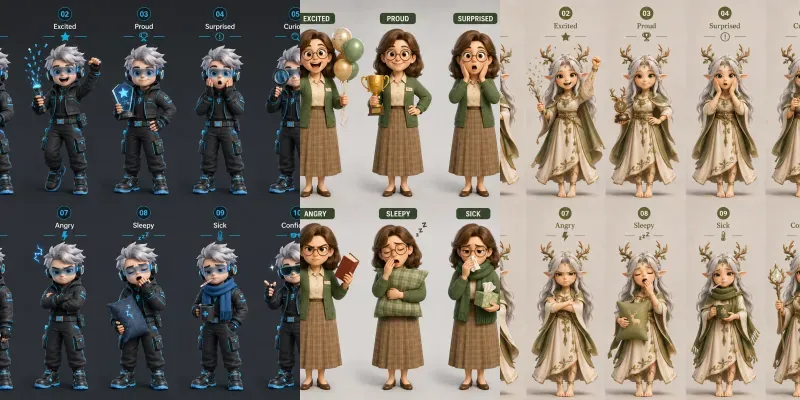 3D Character Emotion Props generated by undefined