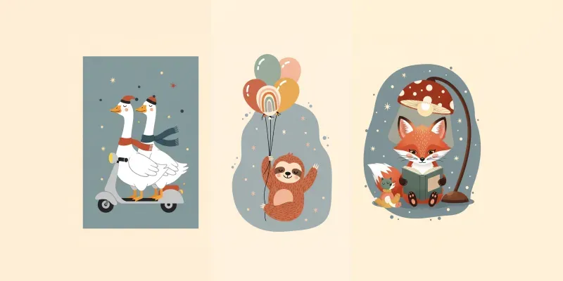 Whimsical Nursery Character Scenes generated by undefined
