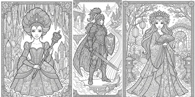 Fantasy Royalty Coloring Pages generated by undefined