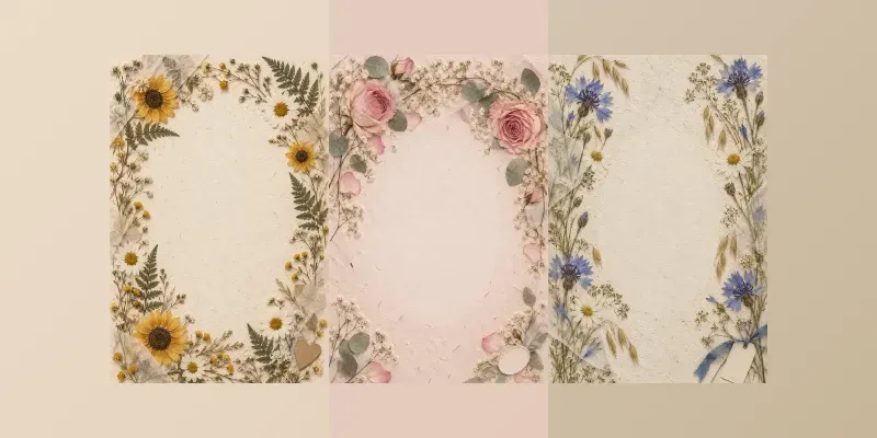 Pressed Flower Card Backgrounds