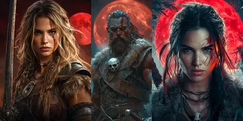 Epic Fantasy Bloodmoon Barbarian Art generated by midjourney