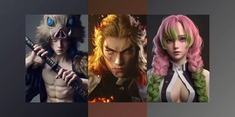 Hyperrealistic Demon Slayer Portraits generated by undefined
