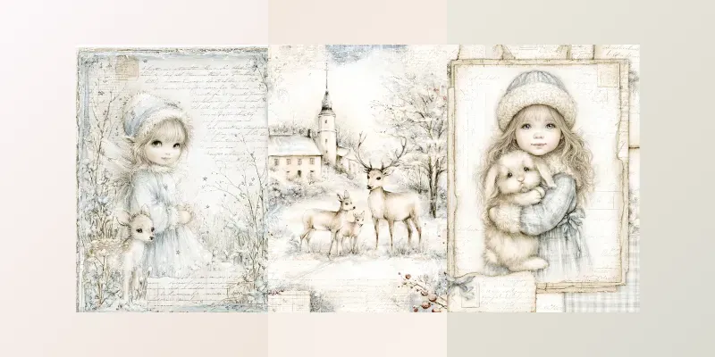 Vintage Winter Junk Journal Pages