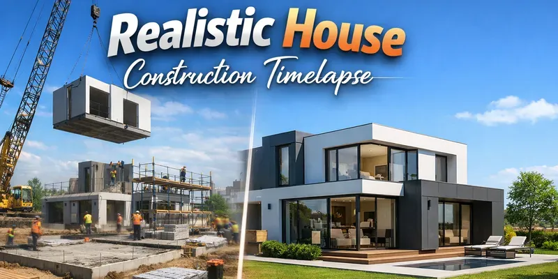 Realistic House Construction Timelapse generated by undefined