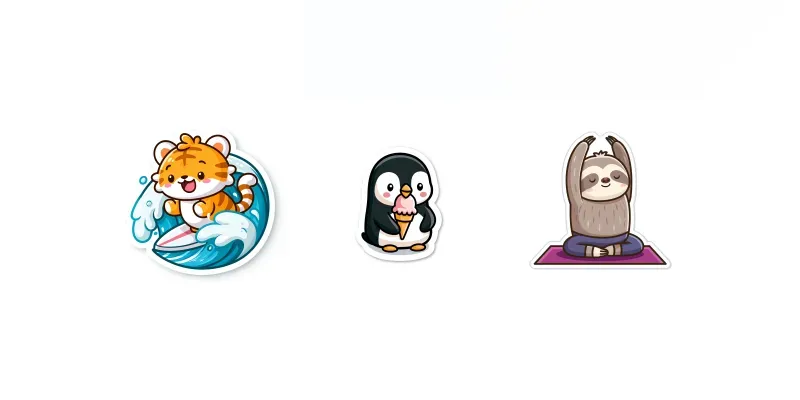 Cute Cartoon Animal Stickers Clipart generated by undefined