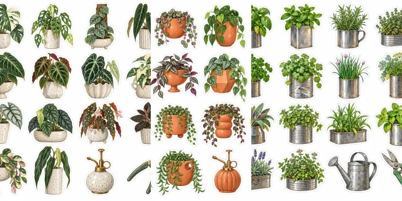 Cute Houseplant Art Sticker Sheets