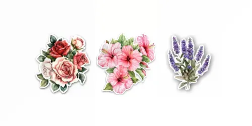 Elegant Watercolor Floral Sticker Art generated by midjourney