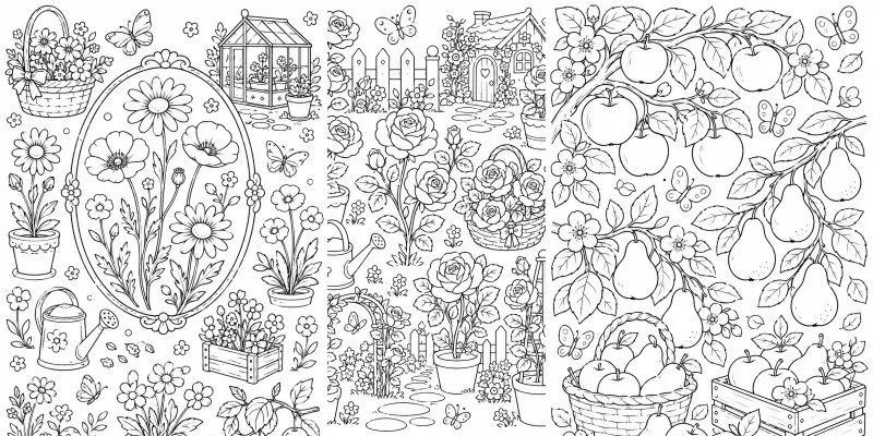 Vintage Botanical Coloring Pages For Kids generated by undefined