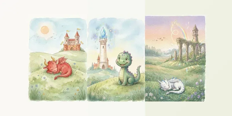 Watercolor Dragon Castle Storybooks generated by undefined
