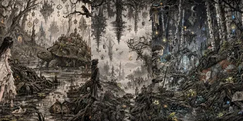 Dark Surreal Forest Doodle Art generated by chatgpt-image