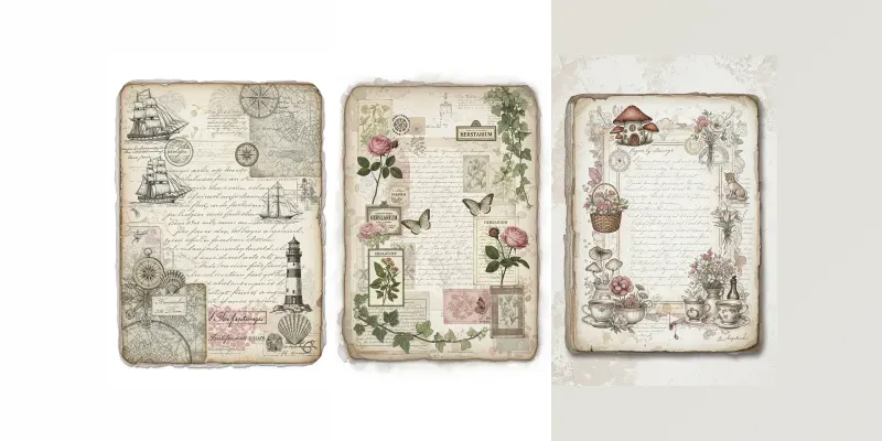 Shabby Chic Vintage Journal Pages generated by undefined