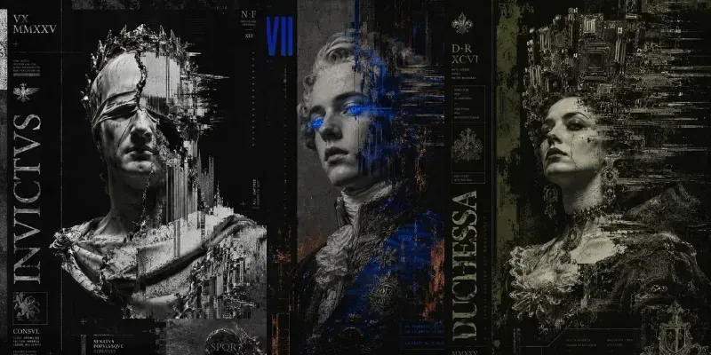 Brutalist Glitch Royalty Poster Prompt generated by undefined