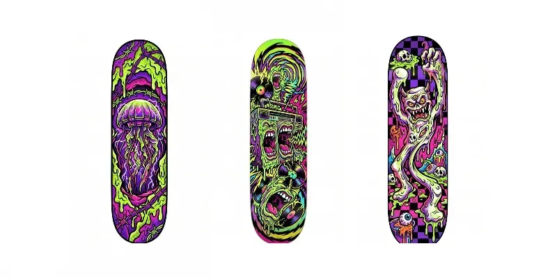 Acid Pop Surreal Skateboard Deck Art