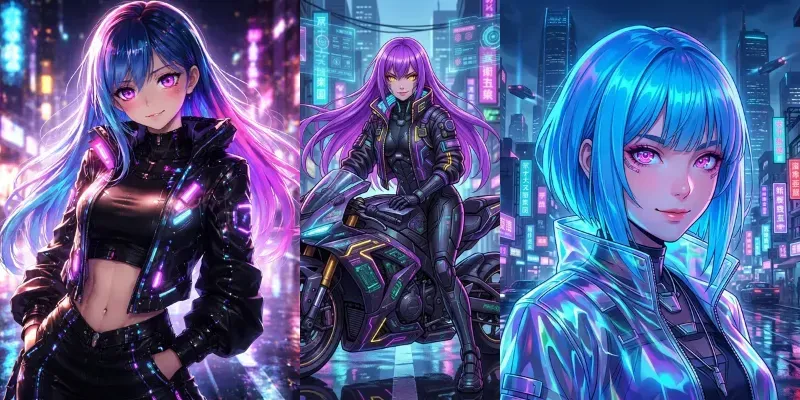 Cyberpunk Anime Girl Neons generated by undefined