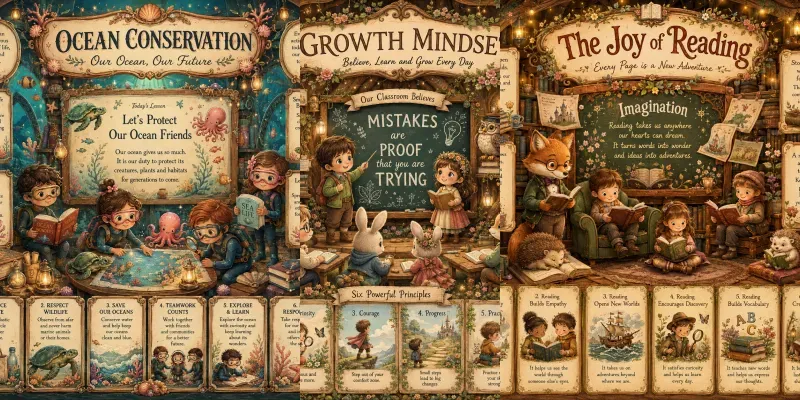 Whimsical Learning Posters generated by undefined