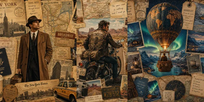Vintage Wanderlust Travel Collage Posters generated by undefined