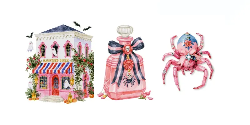 Coquette Halloween Watercolor Cliparts generated by undefined