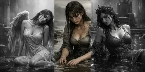 Wet Fabric Emotional Female Portraits generated by chatgpt-image