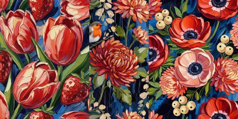 Tropical Coral Bloom Impasto Patterns generated by undefined