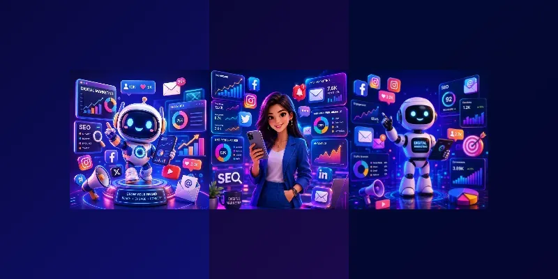 Futuristic Digital Marketing 3Ds generated by undefined