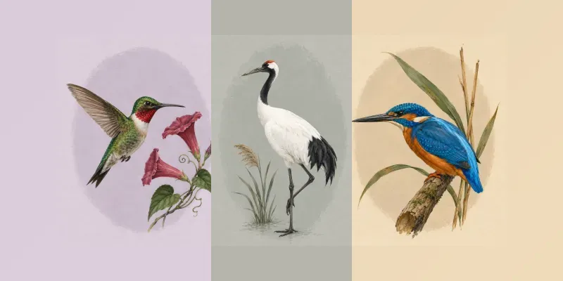 Artistic Gouache Bird Portraits generated by undefined
