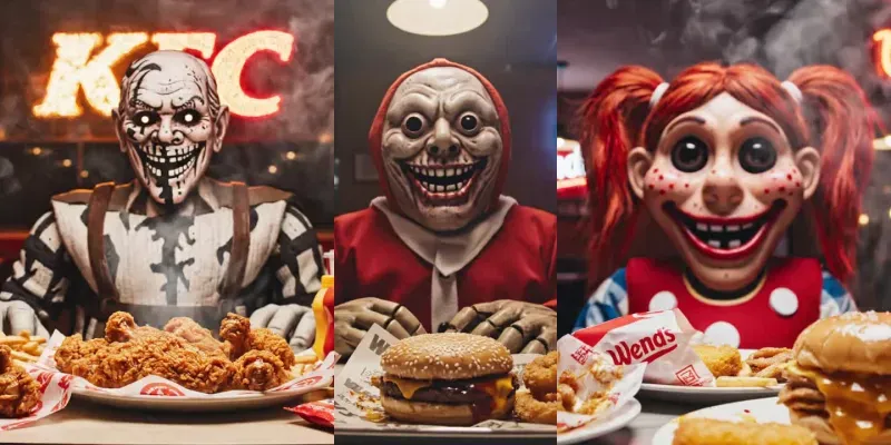 Dining With Spooky Fast Food Mascots generated by undefined