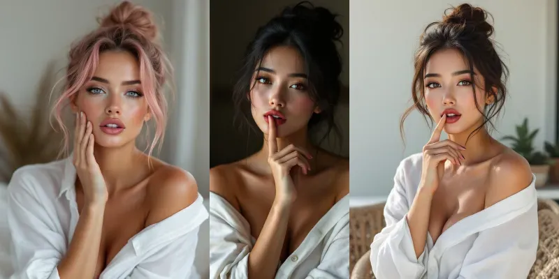 Beautiful Girls Models In White Shirts generated by undefined
