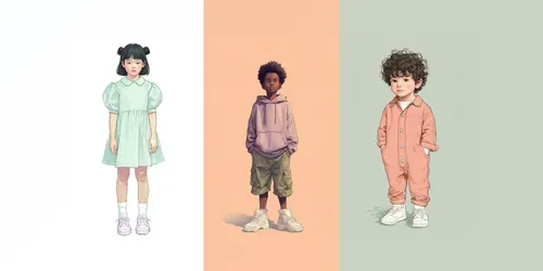 Modern Kids Wardrobe Character Designs generated by midjourney