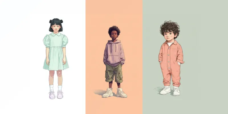 Modern Kids Wardrobe Character Designs generated by undefined