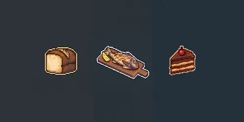 16bit Retro RPG Food Consumable Icons generated by midjourney