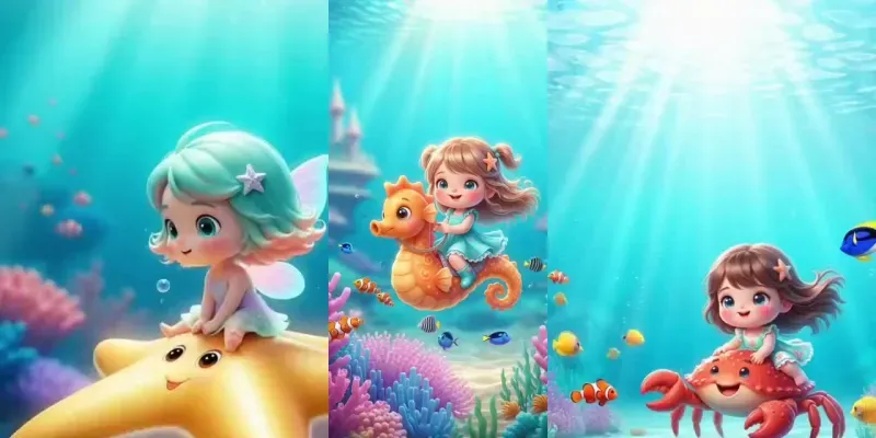 Cute 3D Chibi Underwater Fantasy Rides generated by undefined