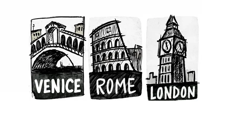 Handdrawn Ink Travel Posters generated by undefined