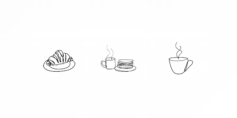 Minimal Handdrawn Coffee Bakery Icons