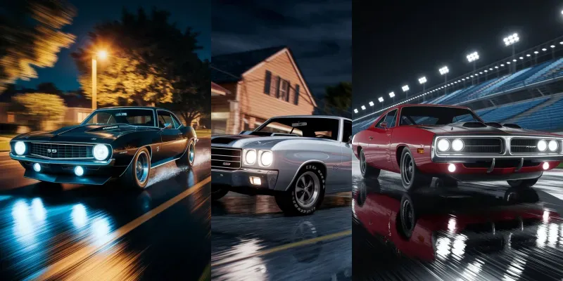 Cinematic Muscle Car Street Racing generated by undefined