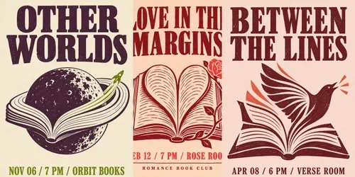 Book Club Linocut Event Posters generated by chatgpt-image