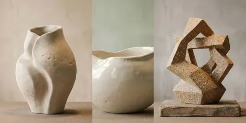 Organic 3D Ceramic Art Objects generated by gemini-image